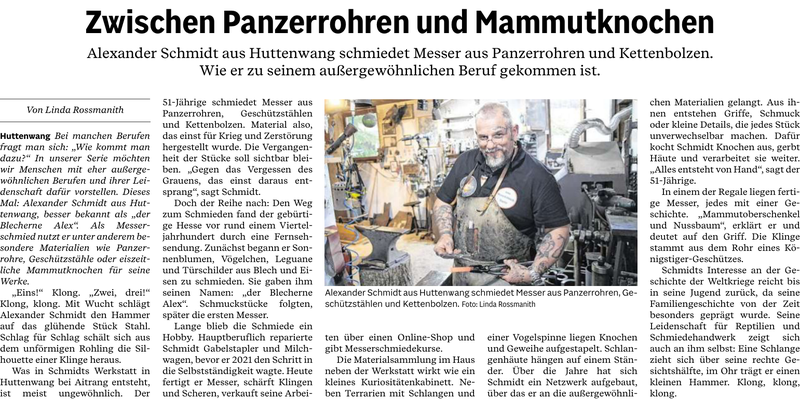 Allgäuer Zeitung beim Messerschmied